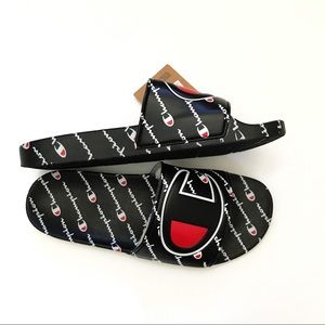 champion big logo monogram slide sandal